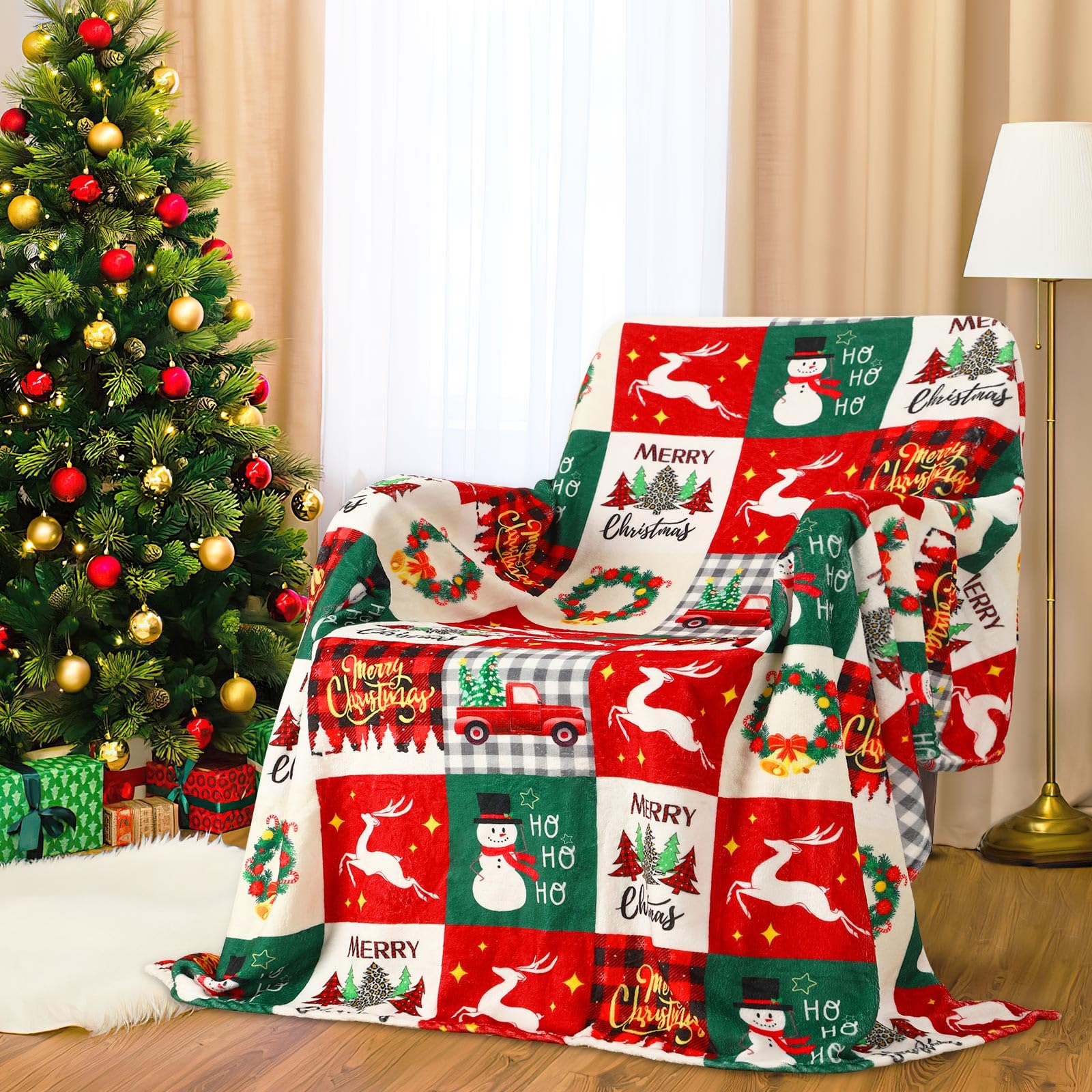 Noel Kırmızı Yeşil Ekose Karda - Christmas Throw Blanket incelemesi ve fiyatı